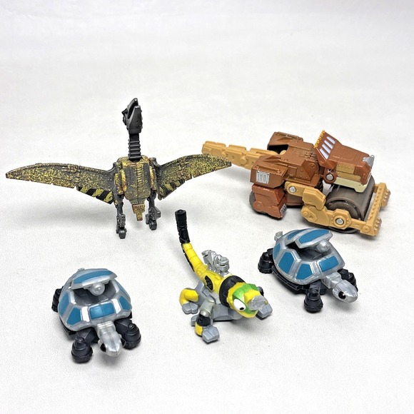 Mattel Other - 2015 Mattel DINOTRUX Diecast Dinosaur Robot Truck Scrapadactyl & 3 Reptool